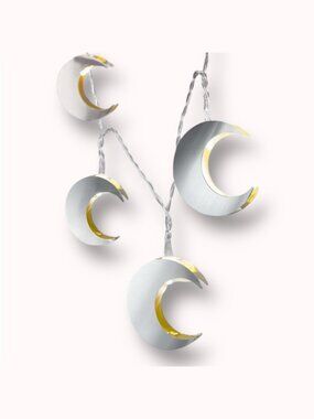 Silver crescent moon string lights